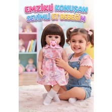 Farbu Oyuncak Emzikli Sevimli %100 Et Bebek - 50 cm Konuşan Gerçekçi Oyun Arkadaşı Interaktif Eğitici Oyuncak