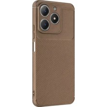 Mentra Online Realme C61 Kılıf Auto Focus Karbon Kapak - Kahverengi