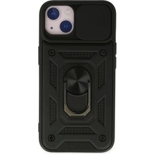 Beta Moda Hub Newface Apple iPhone 14 Kılıf Pars Lens Yüzüklü Silikon - Siyah