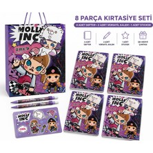 1000 Çeşit Hediye Dünyası Molly Inc 8 Parça Kırtasiye Seti | 4 Çizgisiz Defter, 2 Versatil Kalem, Sticker ve Hediye Çantası