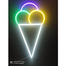 Dondurma Şeklinde Neon LED (Büyük Boy 49CM-24CM), Duvara Monte & Adaptörlü – 3D Baskı Tasarım