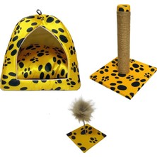 Petzen Biosand BS-SET15 Eskimo Kedi Yatağı + Tırmalama + Hacıyatmaz Seti Sarı