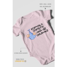 Morivo Kids Kopyala Yapıştır, Ama Yazılı Kısa Kollu Bebek Body %100 Pamuk