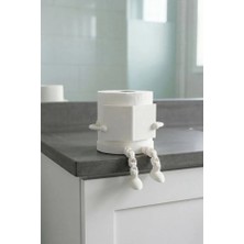 Alvina Atölye Dekoratif Kitap Okuyan Robot Tuvalet Kağıdı Tutucu - Eğlenceli Banyo Biblosu 3D Print Tasarım
