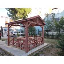 Şen Mobilya 270X270 cm Taban Ahşap Gölgelik Doğal Ahşap Görünümü Yazlık Için Emprenyeli Çam Ağacından 9 M² 300X300 cm