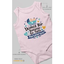 Morivo Kids Ikimiz Bir Bütünün Yazılı Sıfır Kollu Bebek Zıbını %100 Pamuk