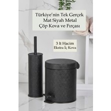 Empressco Şık Siyah Metal Çöp Kovası ve Tuvalet Fırça Seti, Pratik ve Modern Tasarım