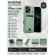 Dyzstar Apple iPhone 17 Pro Kelvin Kartvizit Cepli Silikon Kılıf Kamera Korumalı Açık Yeşil