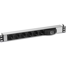  f082pr6sa 6lı 19" sigortalı aluminyum priz kabinnet ıçin