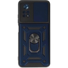 Mentra Online Xiaomi Poco X4 Pro 5g Kılıf Pars Lens Yüzüklü Silikon - Lacivert