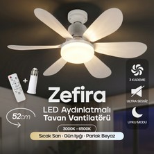 Feny F80 Tavan Vantilatörü Kumandalı 3 Renk LED Aydınlatmalı 6 Kanatlı 3 Kademe Hız Sessiz Tavan Fanı