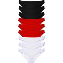 Bi Cooll 9 Adet Süper Eko Set Likralı Kadın Slip Külot Siyah Kırmızı Beyaz Mudanis