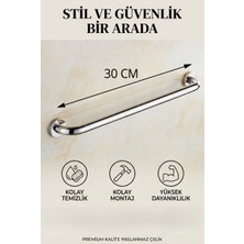 Primeaks Yaşlı Engelli Tutunma Barı Tutamağı Banyo Wc Destek Kolu 30 cm Tutamak