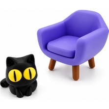 Yapı3D Sevimli Kedi Figürlü Dekoratif Mini Koltuk Seti 🎁 Masaüstü Dekoru 🏡 Ofis ve Çalışma Masası Süsü