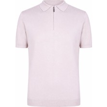 Trender Düz Yarım Fermuarlı Taş Erkek Polo Yaka T-Shirt 16357-15965
