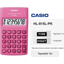 Casio HL-815L-PK 8 Hane Pembe Cep Tipi Hesap Makinesi
