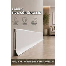 Agk Linela Pvc Süpürgelik 8 cm Açık Gri 2 M Yapıştırmalı Suya Dayanıklı Kalın Profil LNL413