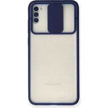 Mentra Online Samsung Galaxy A11 Kılıf Palm Buzlu Kamera Sürgülü Silikon Darbeye Dayanıklı Tam Uyumlu - Lacivert
