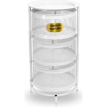 River World Tekerleksiz Rengi Beyaz Açılabilen 3 Katlı Çok Amaçlı Metal Raf Mutfak, Balkon, Kiler