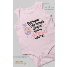 Morivo Kids Biriyle Uğraşmak Yetmez, Yazılı Sıfır Kollu Bebek Body %100 Pamuk
