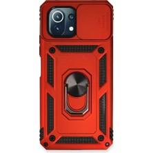 Mentra Online Xiaomi Mi 11 Lite Kılıf Pars Lens Yüzüklü Silikon - Kırmızı