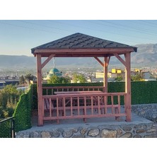 Şen Mobilya Bahçe Kamelyası Peyzaj Alanları Için Estetik Tasarım Yaprak Şıngıl Çatılı Emprenyeli Çam Ağacından 9 M² 300X300 cm