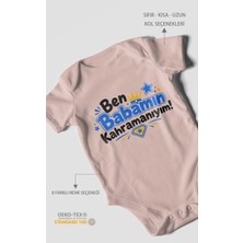 Morivo Kids Ben Babamın Kahramanıyım Kısa Kollu Bebek Body %100 Pamuk