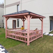 Şen Mobilya Bahçe Kamelyası Villa Bahçesi Için Estetik Tasarım Yaprak Şıngıl Çatılı Emprenyeli Çam Ağacından 9 M² 300X300 cm