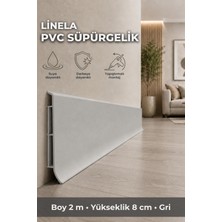 Agk Linela Pvc Süpürgelik 8 cm Gri 2 M Yapıştırmalı Suya Dayanıklı Kalın Profil LNL414