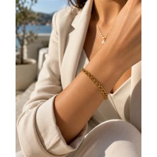 Adata Jewelry Çelik Altın Kaplama Doc Zincir Kadın / Erkek Bileklik Gold / Gümüş Uzatma Zincirli