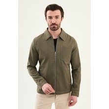 MCR Düz Slim Fit Gömlek Yaka Fermuarlı Punto Dikişli Erkek Mont