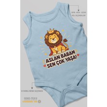 Morivo Kids Aslan Babam Sen Çok Yaşa! Sıfır Kollu Bebek Zıbını %100 Pamuk
