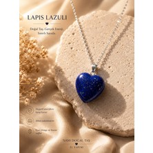 Morlisse Doğal Lapis Lazuli Kalp Kolye | Doğal Taş Kolye | El Yapımı Mavi Taş Kadın Kolyesi | Şık Hediyelik Kolye