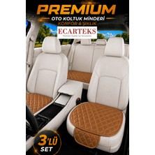 ECARTEKS Premium Quality Car Accessories Araç Koltuk Minderi Oturak Takım 3 Parça Aracınıza Değer Katın Taba Deri Taba Iplik