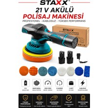 Staxx Power X2 Akülü Pasta Cila Polisaj Makinesi | 2 Akülü | 6 Kademeli Hız Ayarı | Full Aksesuar Seti Cilalama
