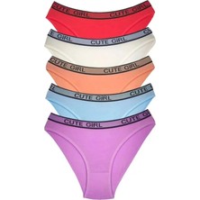 Bi Cooll 5 Adet Beli Yazılı Pamuklu Kalın Lastik Kadın Slip Külot