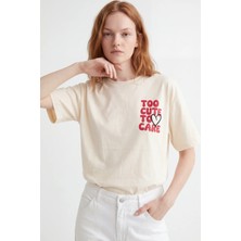 Hakke Too Cute To Care Baskılı Oversize T-Shırt