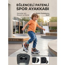 Enoch Çocuk Patenli Işıklı Tekerlekli Spor Ayakkabı & Rahat Cırt Cırtlı Kaykay Ayakkabı 4 Tekerli Sneaker