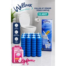 Wellnax Breeze Refresh Kullan At 120 Adet Deterjanlı Tuvalet Yedek Süngeri+Pembe Köpük Hediye
