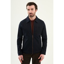 MCR Düz Slim Fit Gömlek Yaka Fermuarlı Punto Dikişli Erkek Mont
