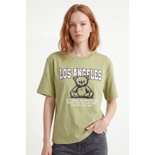 Hakke Los Angeles Teddy Baskılı Oversize T-Shırt