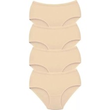 Silky Glows 4 Adet Tutku Kadın Yüksek Bel Bato Kalın Lastik Külot Ten