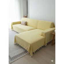 Feray Home Koltuk Örtüsü 180X210 cm | Kaymaz Dokulu, Püsküllü Şık Tasarım %100 Pamuk