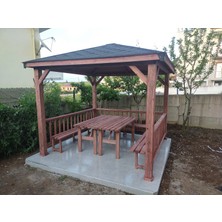 Şen Mobilya Lambiri ve Yaprak Şıngıl Bahçe Pergolası Yazlık Için 300X300 cm Emprenyeli Çam Ağacından 9 M²
