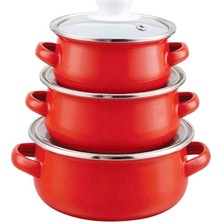 Ebru Metal Emaye 3\'lü Tencere Seti EMT02
