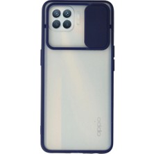 sbodurhome Oppo Reno 4 Lite Kılıf Palm Buzlu Kamera Sürgülü Silikon - Lacivert