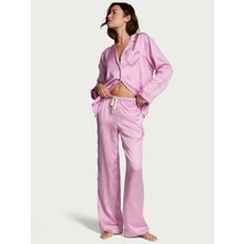 Victoria's Secret Glazed Saten Kalpli Uzun Pijama Takımı