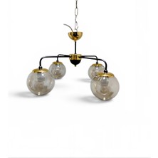 Elizim Home Lighting Mercan 4 Toplu Siyah Kollu Gold Detaylı Avize