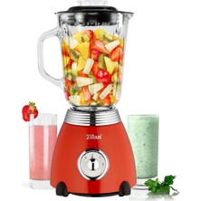 ZLN7057 60'li Yıllar Retro Blender, 6 Bölmeli Metal Bıçak, 1,5 Litre Ml, 500 Watt, Cam, Paslanma