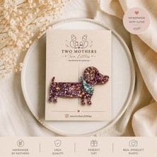 Two Mothers Simli Köpek Şeklinde Çıtçıtlı Toka